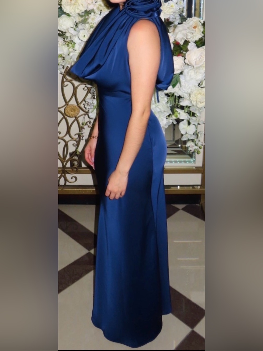 Fashion Nova Royal Blue One-Shoulder Maxi Dress